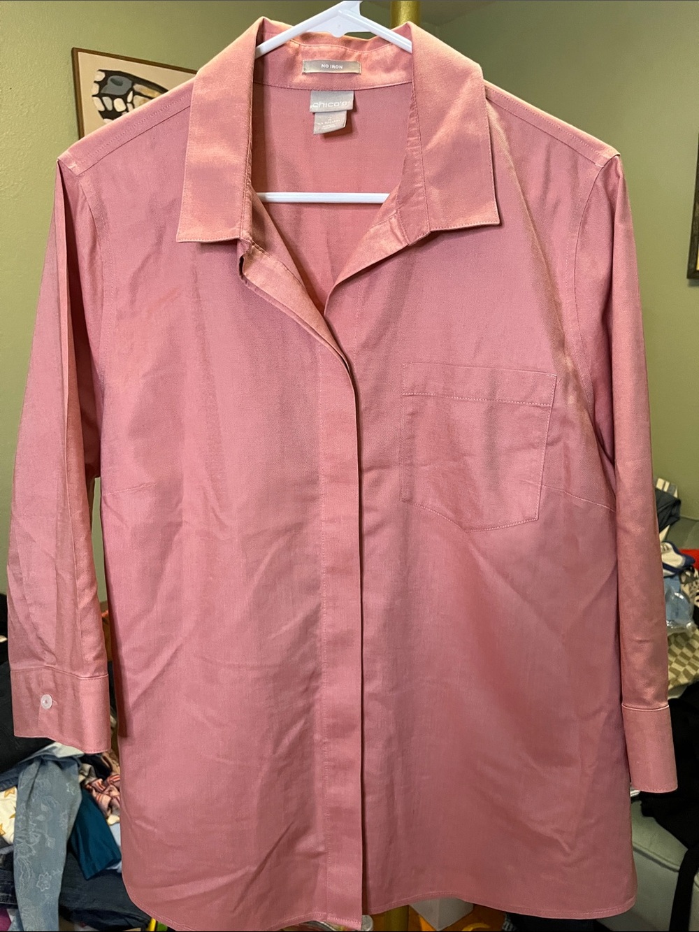 NEW Chico's No Iron Button-Down Shirt Sz L /12 women’s